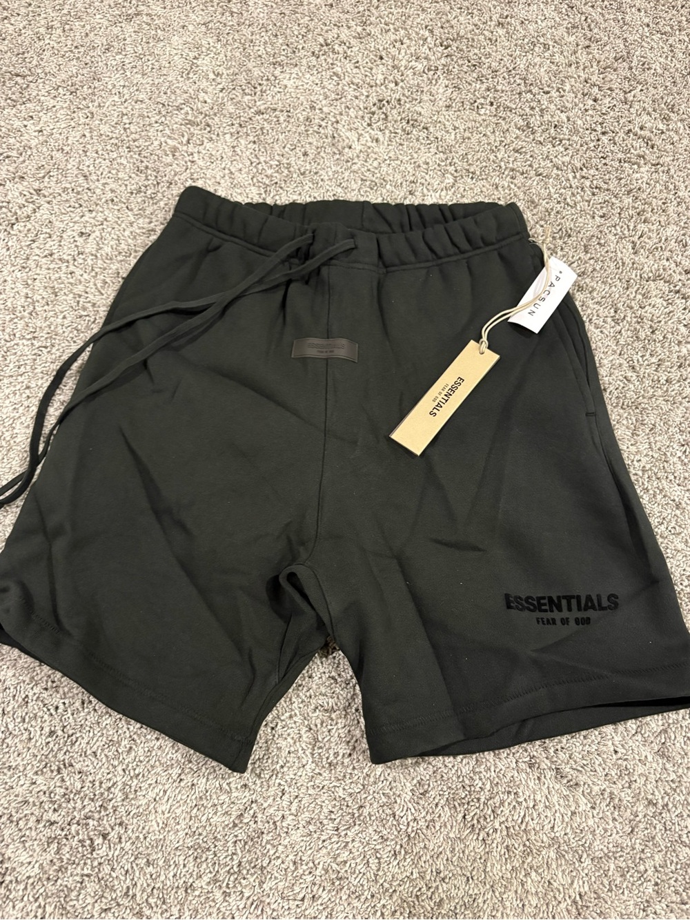 Essentials Men's Black Logo Cotton Drawstring Hybrid Shorts